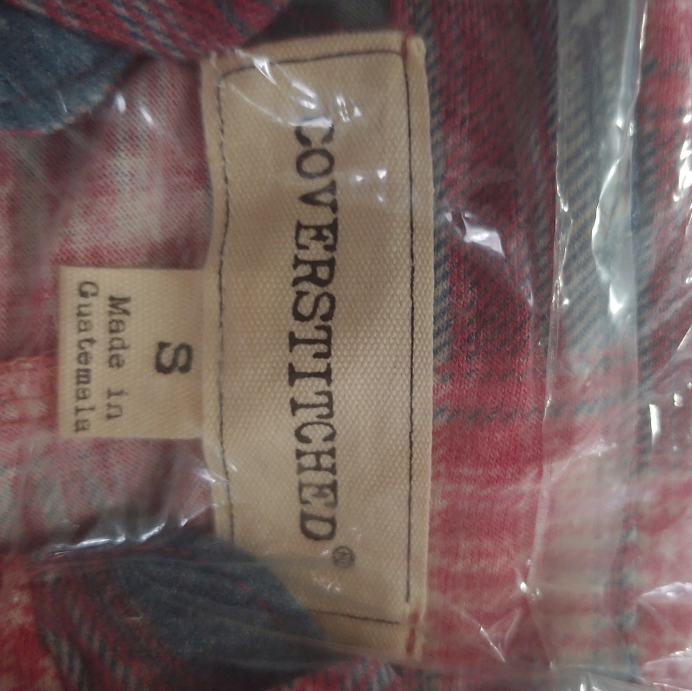 Coverstitch Teal & Red Plaid Flannel Front Knot… - Picture 7 of 9